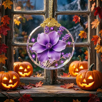 Purple Floral Crystal Christmas Ornament 2.75" Hanging Decor - YouerCrystal