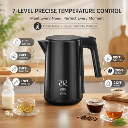 Electric Kettle 1L, 1200W with 7 Temperature Settings & Keep Warm Function