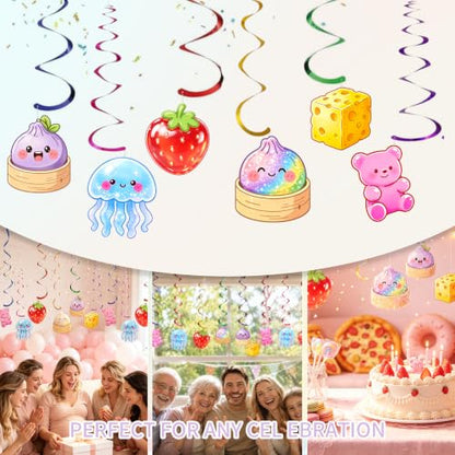 12 Pcs Squishy Birthday Decorations Hanging Ceiling Swirls - Party Decor