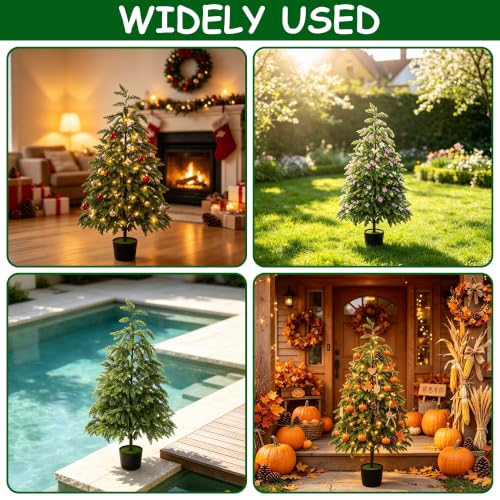 Cedar Christmas Tree with Lights - 4FT Artificial Potted Tree, Outdoor Decor - Variation of THIS listing