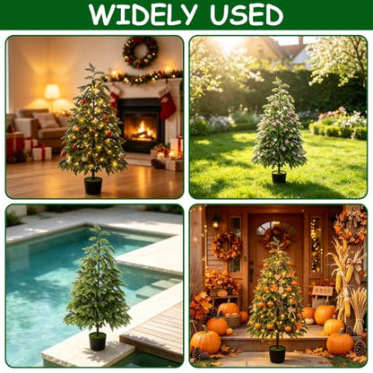 Cedar Christmas Tree with Lights - 4FT Artificial Potted Tree, Outdoor Decor - Variation of THIS listing