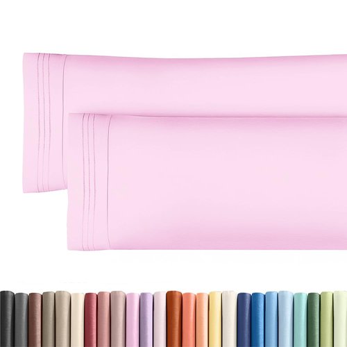 Body Pillowcases Set of 2-20x54 Long Body Pillow Case - Soft Body Pillow Cover for Sleeping & Side Sleepers - Comfy, Wrinkle & Fade Free - Machine Washable w/Envelope Enclosure Light Pink