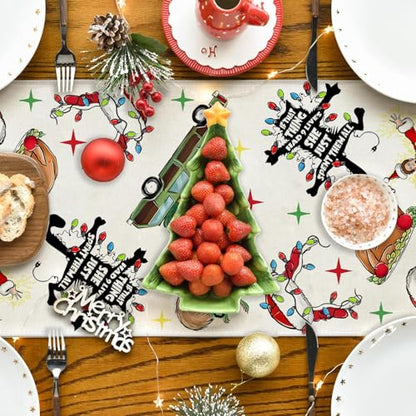 White Christmas Table Runner 13x72 Inch Holiday Home Party Decor