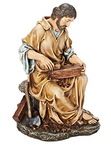 Saint Joseph Carpenter Figure - Renaissance Collection Religious Decoration, 10.25 inch Resin Art