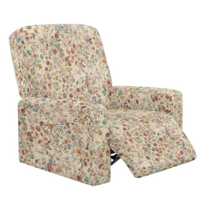 Universal Fit Retro Ditsy Flower Recliner Cover 4-Piece Set - French Countryside Style