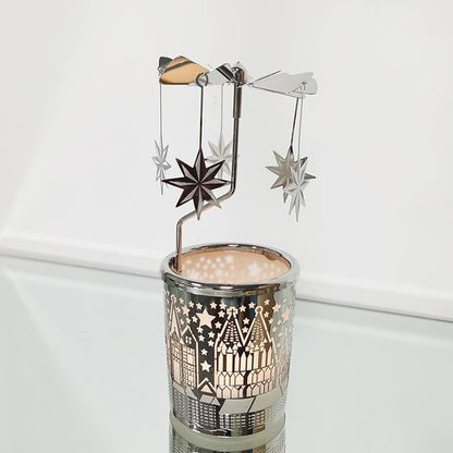 Kingnero Candle Holder - Spinning Tea Light Carousel with North Star Design for Elegant Home Decor
