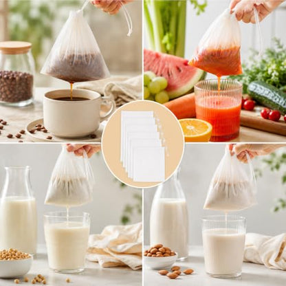 6 Pcs Nut Milk Bags with Fine Mesh Cheese Cloth for Straining & Juicing