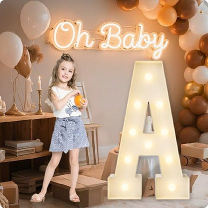 HXWEIYE Light Up Marquee Letters - 3FT Giant Baby Shower & Birthday Decor | Warm White Mosaic Frame