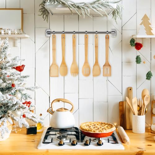 Christmas Bamboo Spatula Set - 24 Pcs with Waffle Towels & Decorations, Pink & White