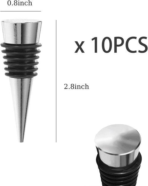 10 Pcs Wine Bottle Stopper Set Kit, Resin Wine Bottle Stoppers Molds Set Accessories, Wine Stopper for Silicone Molds Epoxy Resin (Metal Silver)