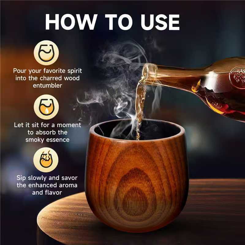 Charred Oak Whiskey Glasses 2-Pack – 10 oz Tumbler Set for Old Fashioned & Bourbon