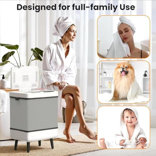 35L Foldable Towel Warmer for Bathroom - Black-White, Fast Heating & Auto Shut-Off