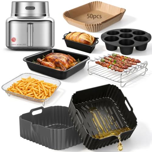 Air Fryer Accessories Set of 13 for Cosori Iconic 6.5 Qt - Stainless Steel & Silicone