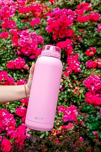 Ello Cooper 22oz Stainless Steel Water Bottle with Straw and Carry Handle, Double Walled and Vacuum Insulated Metal, Leak Proof Locking Lid with Soft Silicone Spout, Reusable, BPA Free, Bubblegum