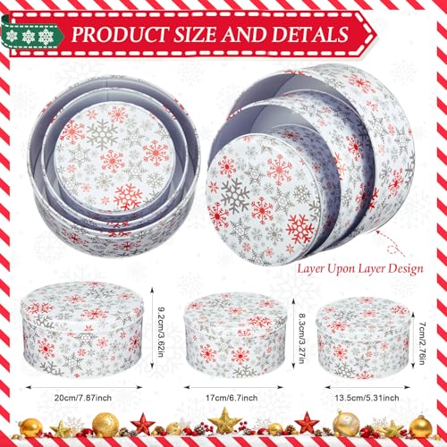 3 Pcs Christmas Cookie Tins in White & Red - Lively Style (Variation of THIS listing: 3 / White and Red / Lively Style)