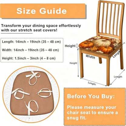 Orange Harvest Pumpkin Fall Chair Seat Covers 2pcs - Rustic Decor