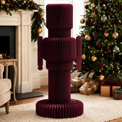 Large Burgundy Red Paper Nutcracker Christmas Honeycomb Decor - Variation of THIS listing