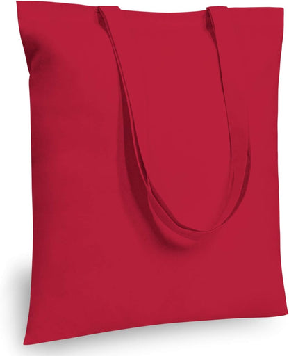 TOPDesign 24-Pack Red Cotton Tote Bags - Lightweight, Reusable Grocery Bags for DIY & Promotions