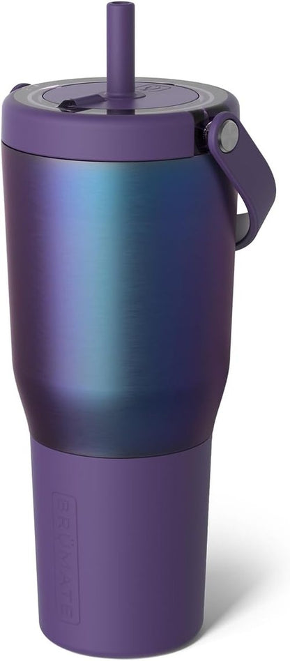 BrüMate Resa 35oz Travel Tumbler - 100% Leakproof with Handle & Flexible SoftSip Straw | Durable Stainless Steel | Dark Aura