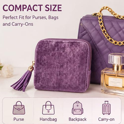 Gemmy Tangle-Free Travel Jewelry Case - Purple, Compact Organizer with 6 Pockets