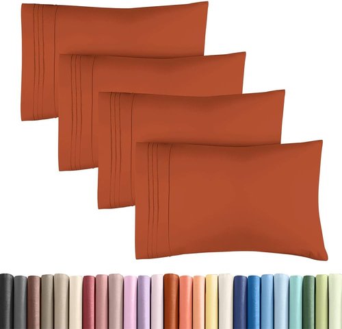 King Standard Pillow Cases - Soft Hotel Quality Covers for Comfy Bedding | 4-Piece Set in Terracotta