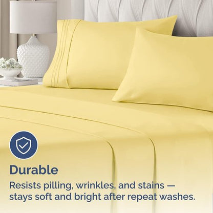 King Standard Pillow Cases - Ultra-Soft Hotel Quality Covers | Fade-Free & Wrinkle Resistant - 2 Piece Set in Yellow