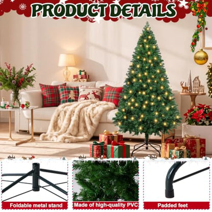 Pre-Lit Artificial Christmas Tree 4.5 Ft Light Green with 8 Lighting Modes
