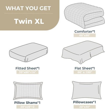 HYMOKEGE Teal Twin XL Comforter Set - 5-Piece All-Season Luxury Bedding Set with Sheets & Pillowcase