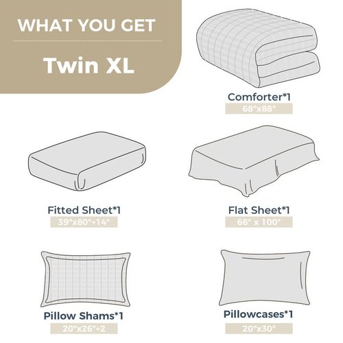 HYMOKEGE Dark Green/Sage Green Twin XL Comforter Set Seersucker 5 Pieces, All Season Luxury Bed in a Bag for Bedroom, Bedding Set with Comforter, Sheets, Pillowcase & Sham