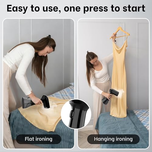 Handheld Clothes Steamer Black 1500W Large Water Tank Portable Travel Wrinkle Remover