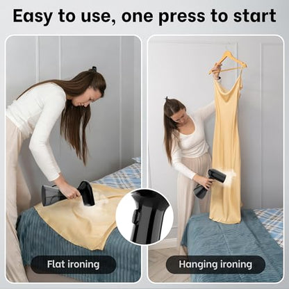 Handheld Clothes Steamer Black 1500W Large Water Tank Portable Travel Wrinkle Remover