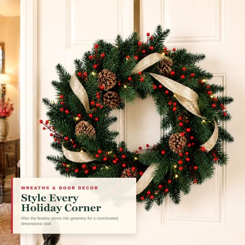 Artificial Red Berry Stems for Christmas Decorations Set of 35