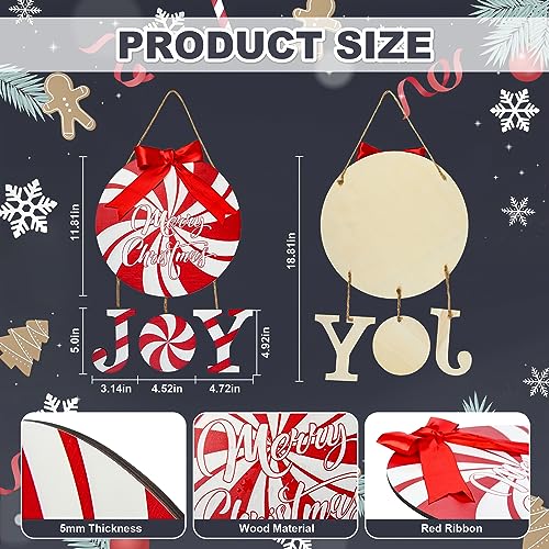 Christmas Door Sign Peppermint Candy Wreath Holiday Welcome Decor