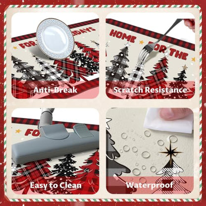 Christmas Truck and Tree Kitchen Mat Set - Red Truck Variation