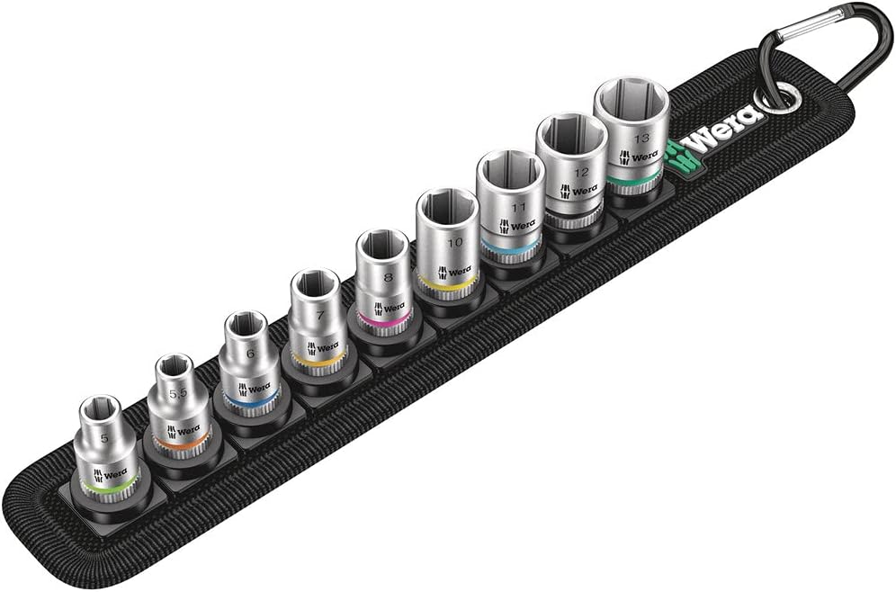 WERA 05003883001 Socket Set - 9-Piece Zyklop 1/4" Drive for Ultimate Precision and Durability