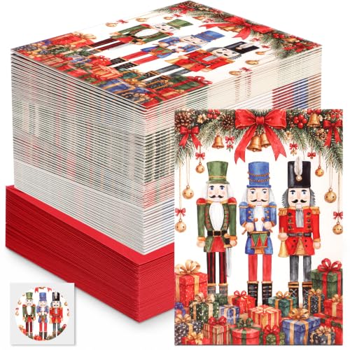 60 Pack Nutcracker Christmas Cards with Envelopes & Stickers Holiday Greeting Set