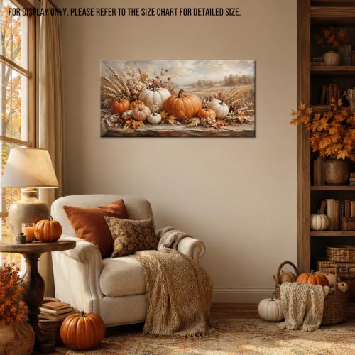 Autumn Pumpkin Wall Art Canvas Rustic Fall Decor 48x24 Inches - Autumn Wall Art03