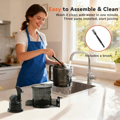 Juicer Machines with 4.25-Inch Feed Chute - Cold Press, Black - NEWBULIG