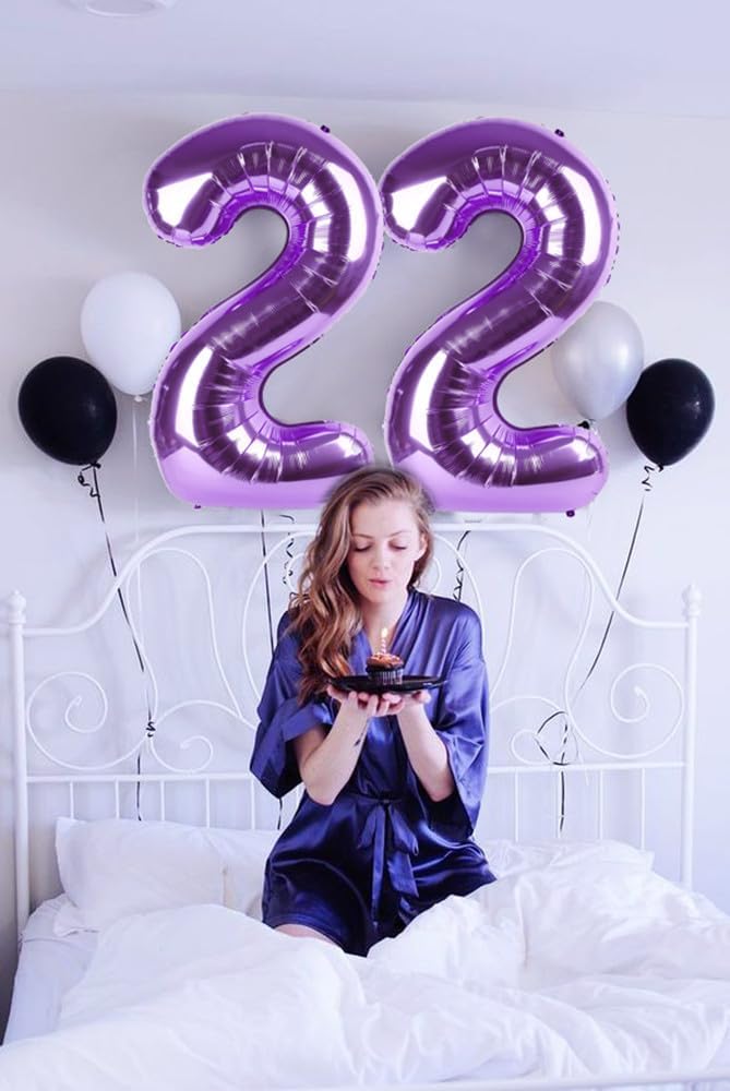 Regine Switzerland 40-Inch Purple Number Balloon - Happy Birthday Decoration for Kids & Anniversaries