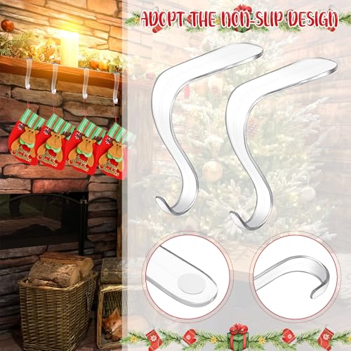 8-Piece Acrylic Christmas Stocking Hangers for Mantel - Clear, Non-Slip
