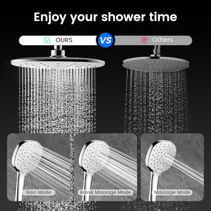 10-Inch Rain Shower Head with Handheld Spray & 71-Inch Hose - Silver2