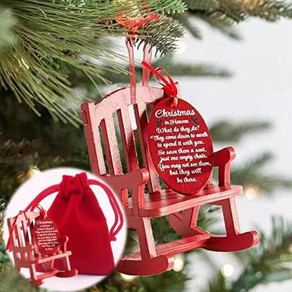 Christmas Memorial Wooden Rocking Chair Ornament - In Memory Holiday Decor
