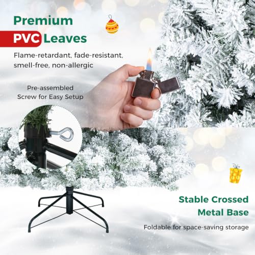 White Snow Flocked Artificial Christmas Tree 7.5 Ft Unlit with Branch Tips