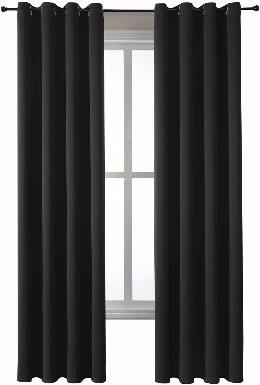 ChrisDowa Blackout Curtains - Thermal Insulated Room Darkening Panels for Bedroom & Living Room | Black, 52 x 84 Inch