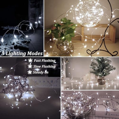 48 Pack Battery Operated LED Fairy String Lights Waterproof 7ft for Home & Party White