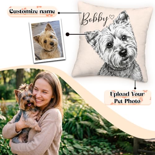 Custom Pet Pillow with Picture and Name - Style 6, Dog Face Personalized Pillow