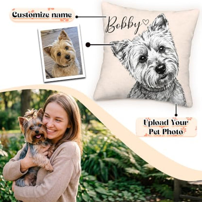 Custom Pet Pillow with Picture and Name - Style 6, Dog Face Personalized Pillow