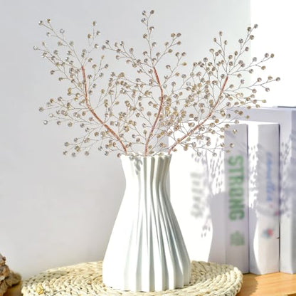 Champagne Crystal Glitter Berry Stem Ornaments for Christmas Tree & Vase Fillers - 1 Pack