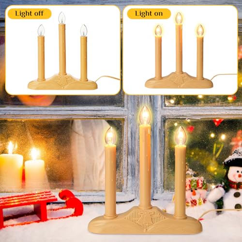 Ivory Electric Candle Candoliers Set - 6 Pack Christmas Window Decor with 3 C7 Bulbs