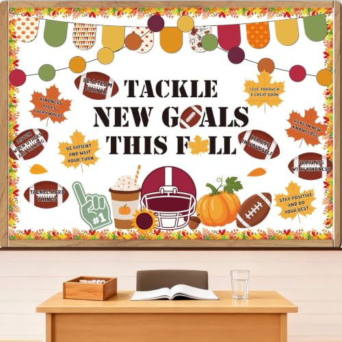 Football Classroom Bulletin Board Decor - Tackle New Goals Fall Theme